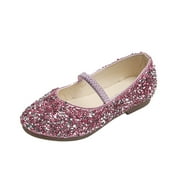 Vedolay Sequined Princess Children Shoes Dance Soft Bottom Shoes Girls Baby Leather Baby Shoes Shoes Toddler Boys Size 7(Pink,7)